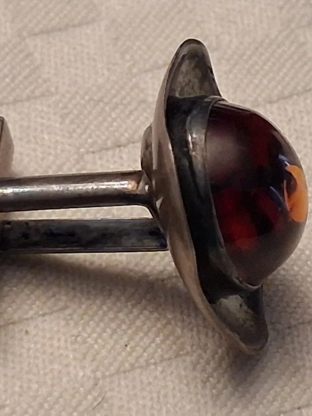 Amber and Silver cufflinks 925